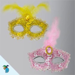 Antifaz Veneciano Encaje con Pluma