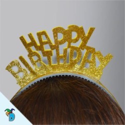 Diadema Happy B-Day Oro